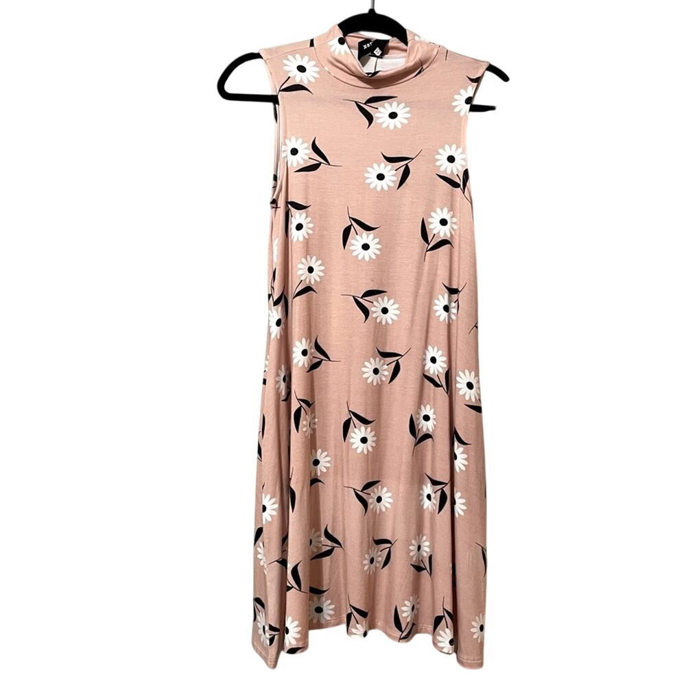 Agnes & Dora Pink Floral Sleeveless Mock Neck Swing Dress XS NWT Retro Whimsy